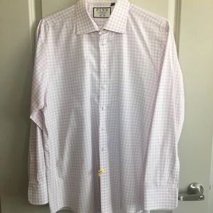 Gingham Thomas Pink slim fit dress shirt size 17